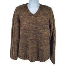Banana Republic Wool Sweater Size XL Brown Heavy Knit V-neck - £25.59 GBP