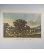 Autumn In New England Currier &amp; Ives Lithograph Reprint 11 3/4&quot; x 13&quot; - £12.95 GBP