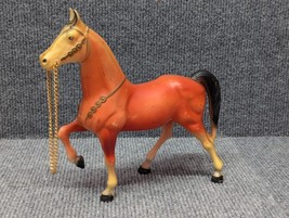 Vintage Toy Horse Figure Plastic 1950&#39;s Hong Kong with Chain 2155 - £12.02 GBP