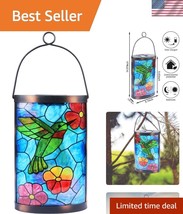 Elegant Blue-Green Solar Lantern – Decorative Hummingbird Light for Patios - $775.30 MXN