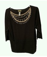 Ladies Bob Mackie Sweater, Wearable Art, Beads and Pearls, Cotton/Acryli... - $576.80 MXN