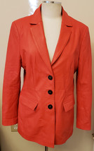 ASOS Red Premium Leather Blazer Size-12 - £63.69 GBP