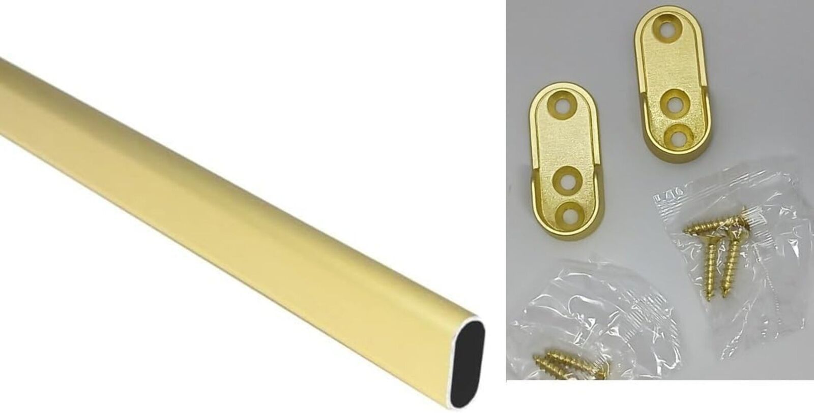 Matte Brass Oval Wardrobe Tube Closet Rod with Two End Caps 18 inches to... - $30.66+