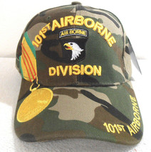 US Army 101st Airborne Division &amp; logo w/VN metal on a camo ball cap - £15.75 GBP