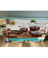 The Pioneer Woman 12 Piece Frontier Speckle Aluminum Cookware, Red Merlo... - $2,244.34 MXN