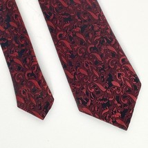 Wembley Wemlon Skinny Retro Red Black Brocade Polyester Washable Neck Tie 53in - £19.71 GBP
