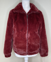 Rachel Parcell NWT $129 zip Up faux Fur Bomber jacket size XXS Red grape HG - £42.14 GBP