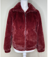 Rachel Parcell NWT $129 zip Up faux Fur Bomber jacket size XXS Red grape HG - £42.03 GBP