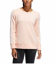 adidas Ladies 3-Stripe Crewneck Sweater (Pink, Small) - $20.78