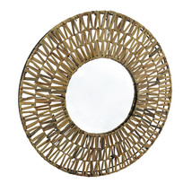 31 Inch Round Seagrass Wall Mirror Home Bathroom Decorative Accent - £102.89 GBP