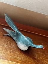 Handmade Recycled Bluish Gray &amp; White Enamel Metal Abstract Bird Figurine – 2.5 - £7.60 GBP