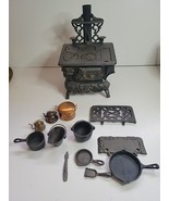 CRESCENT MINIATURE CAST IRON STOVE WITH ACCESSORIES  - £270.45 GBP