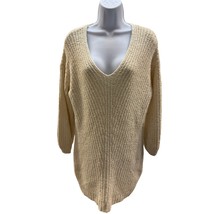 American Eagle women Size M beige tunic oversized pullover sweater V-neck - $262.06 MXN