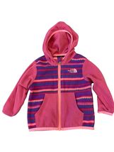 The North Face Infant Girls Pink Fleece Hoodie Jacket 6-12M With Striped... - $17.28