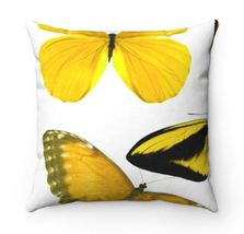 Yellow Butterfly Spun Polyester Square Pillow 20&quot; x 20&quot; - £39.35 GBP