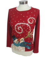 Tiara International vintage Women Ugly Christmas Sweater sz S Snowman se... - $34.64