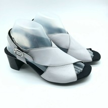 Munro Womens Sandals Crossover Leather Block Heel Open Toe Hook &amp; Loop G... - $38.59