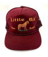 Vintage Maroon Embroidered Trucker Hat Cap Braid Trim Little Bit Pony Ra... - £10.89 GBP