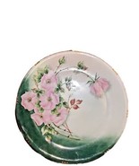 Bavarian Plate With Pink Antique Roses Gold Colored Trim Hand Painted - $29.70