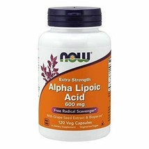 NEW Now Alpha Lipoic Acid Vegan Vegetarian Gluten Free 600 mg 120 Veg Ca... - $40.28