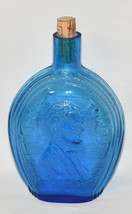 Vintage Cobalt Blue Liquor Decanter Embossed Ribbed Blue Glass Bottle A.... - $24.95