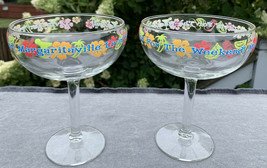 2 New Margaritaville Livin for the Weekend Stemmed cocktail Glasses Floral - £33.59 GBP