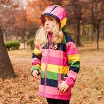 Girls Rainbow Jacket Coat 4T Hooded Windbreaker Fleece Lined Windproof S... - £24.76 GBP