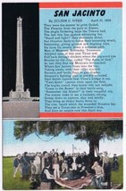 Postcard San Jacinto Poem General Houston Memorial Shaft Texas - £2.95 GBP