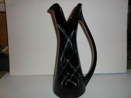 Royal Haeger Tall Mid-Century Modern Black w/blue drip glaze Vase   J619-5 - £70.43 GBP