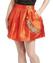 Hesperus Premium Women&#39;s Red Satin Kiss Circle Skater Skirt Patches Costume L S2 - £18.48 GBP