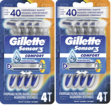 Gillette Sensor 3 Disposable Razors 4 Pack  Comfort Gel, 40° pivot 2 Pack - $20.75