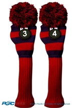 New 2 pc BLUE RED 3 4 VINTAGE KNIT Hybrid Rescue golf club headcover Head cover - £19.17 GBP