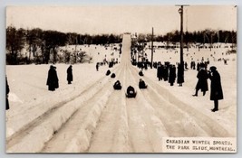 RPPC Canadian Winter Sports The Park Slide Montreal Postcard K22 - £11.17 GBP