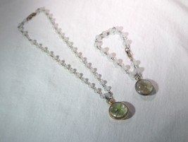 Vintage 4 Leaf Clover in Lucite Glass Bubble Bead Necklace &amp; Bracelet Se... - £85.91 GBP