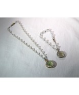 Vintage 4 Leaf Clover in Lucite Glass Bubble Bead Necklace &amp; Bracelet Se... - £87.52 GBP