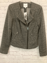 Catherine Malandrino Womens Small Zip Front Moto Jacket Gray Marled Pockets NWT - £50.64 GBP