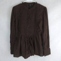 Ana Women&#39;s Brown Button Up Blouse Shirt Size Large - £9.95 GBP