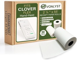 Thermal Paper Roll for Clover Flex Receipt Paper 2 1 4 x 55 20 rolls - £36.21 GBP