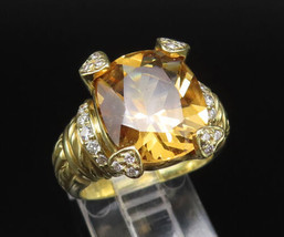 Judith Ripka 18K Gold - Vintage Citrine &amp; Genuine Diamonds Ring Sz 7.5 - GR584 - £1,738.48 GBP