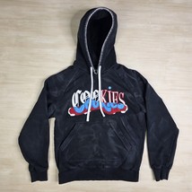 Cookies Black Acid Wash Hoodie Logo Upper Echelon Embroidered Size Small - $56.33