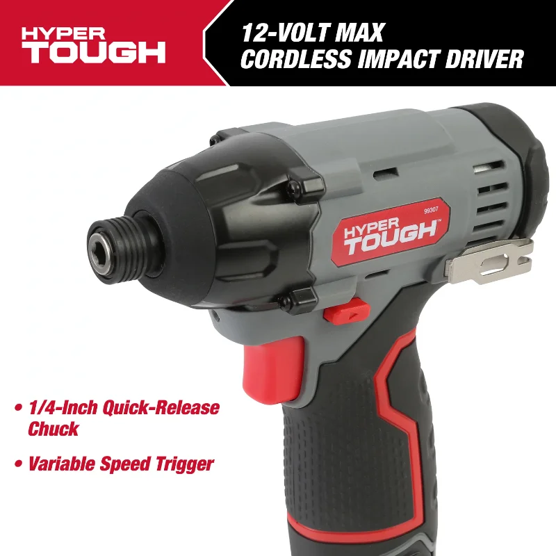 Hyper Tough 12V Max* Lithium-Ion Cordless Impact Driver with 1.5Ah Battery and C - £113.39 GBP