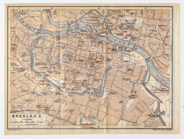 1925 ORIGINAL VINTAGE MAP OF BRESLAU WROCŁAW SILESIA SCHLESIEN POLAND GE... - $28.81