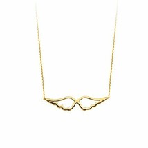 14K Solid Yellow Gold Angel Wing Adjustable Necklace 16&quot;-18&quot; - £243.84 GBP