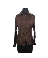 Two Star Dog Women&#39;s Size XS 100% Silk Button Up Blouse Brown - £20.15 GBP