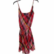 Polo Ralph Lauren Dante Red Plaid Cotton Gauze Wrap Dress Size 6 - £48.57 GBP