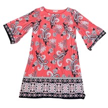 Studio One New York Dress Size 2X 18W Coral Floral Paisley Shift Bell Sl... - $17.09