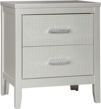 Silver Olivet Glam 2 Drawer Nightstand By Signature Design By Ashley Has Faux - £145.46 GBP