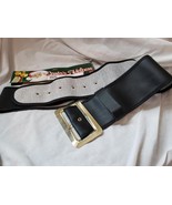 Santa Belt Deluxe Bound Vinyl Gilt Buckle Prongs Eyelets Belt Loop Large... - $31.32 CAD