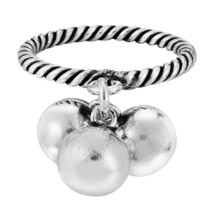 Trendy Bunch of Sphere Balls Dangle Sterling Silver Twisted Band Ring-9 - $20.58