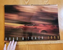 ROAD &amp; TRACK Calendar Vintage 1990 Large Format 22" W x 15" T Wire Bound... - $101.79